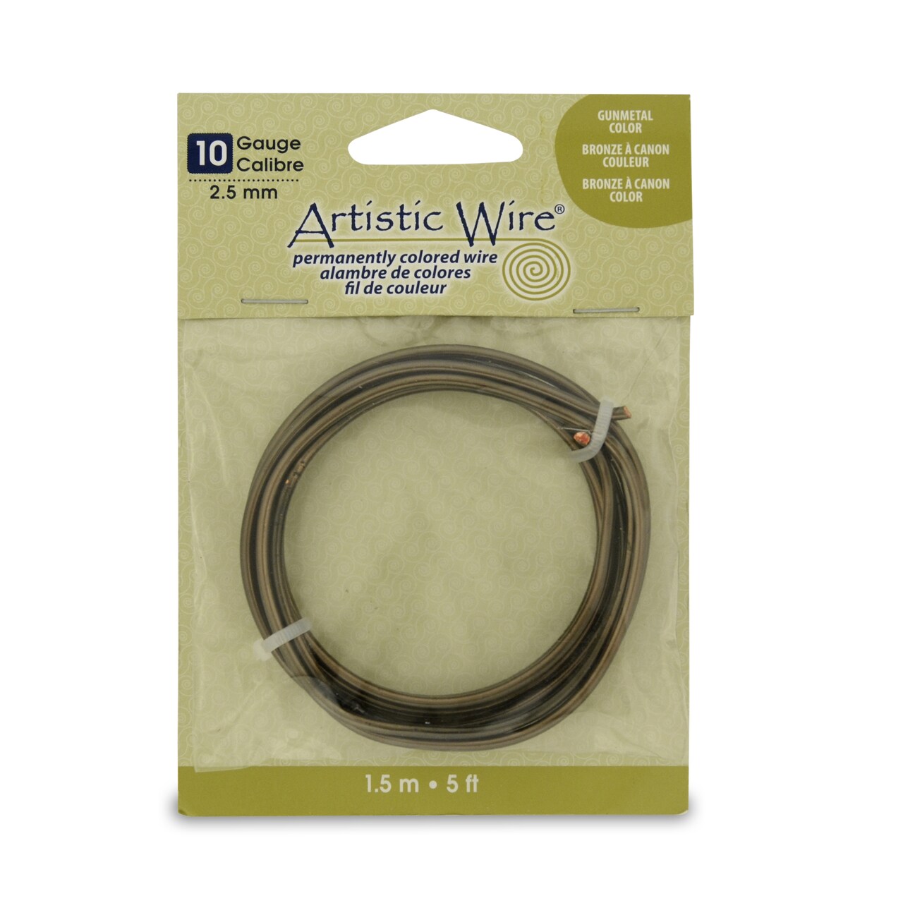 Beadalon Artistic Wire, Colored Copper Craft Wire, 10 Gauge (2.6mm), 5 ft. Antique Brass